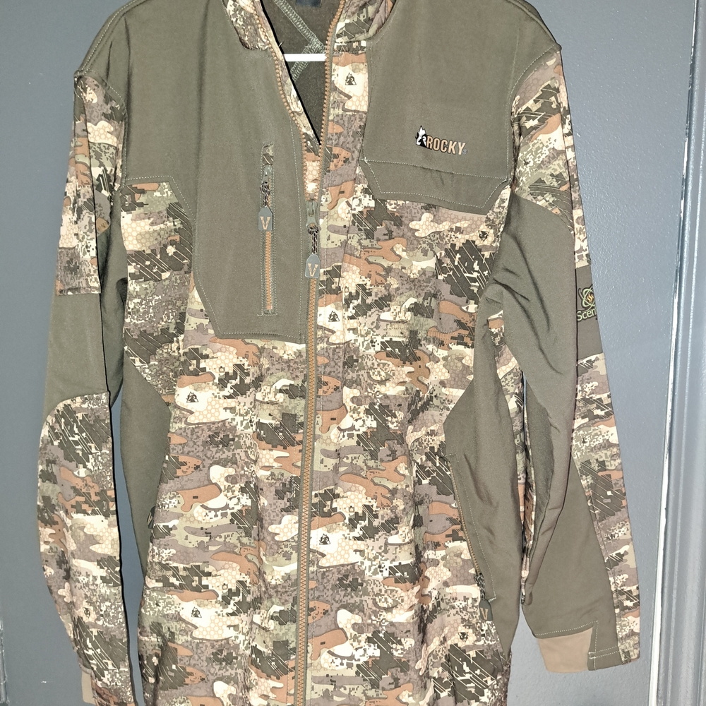 Rocky Men's Green and Brown Camouflage Field Jacket Verminator Large Mens
